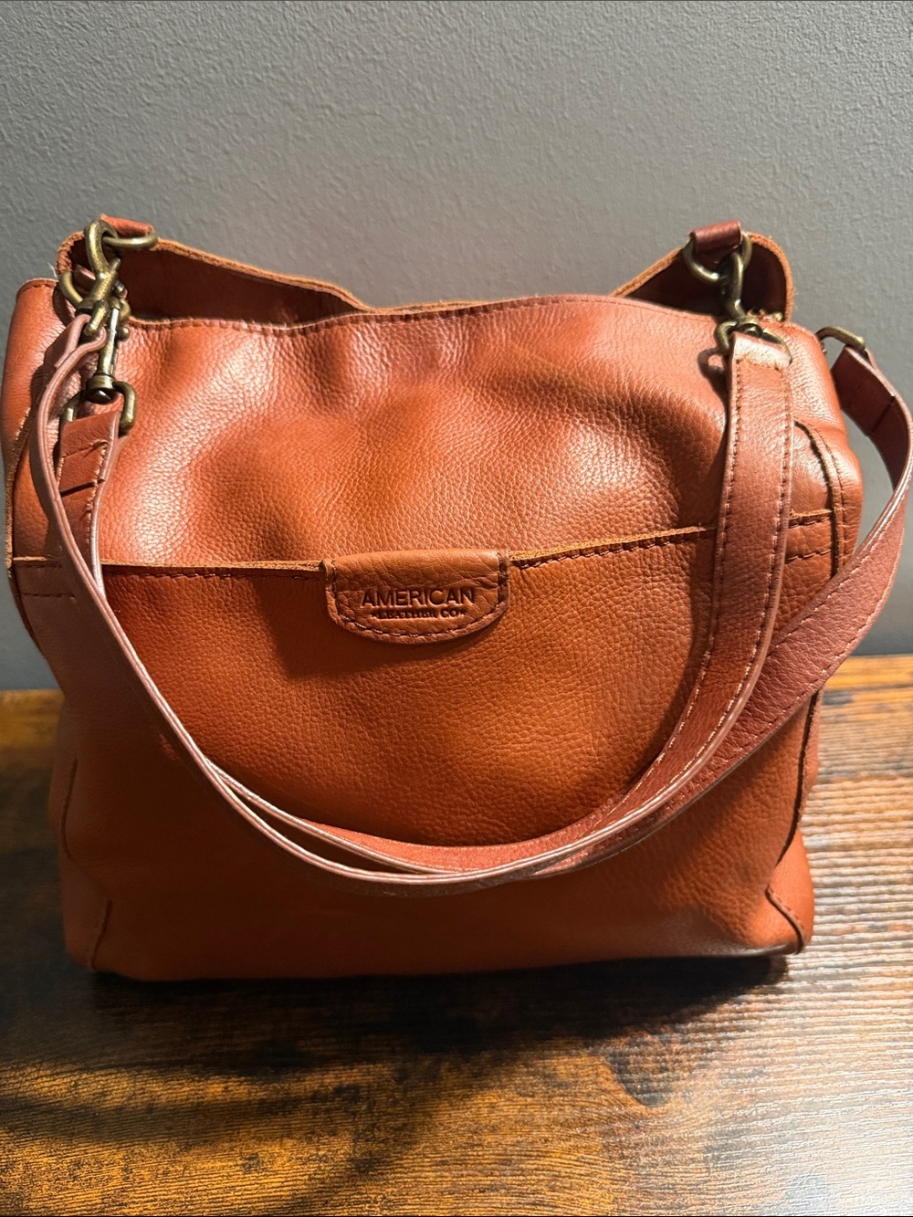American Leather Co Cognac Brown Leather Hobo Shoulder Bag